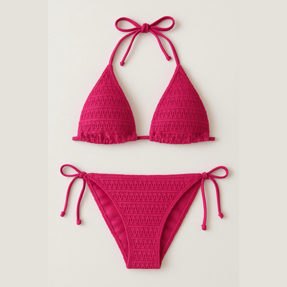 Pink Crochet Bikini Top